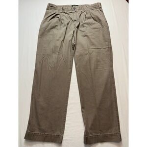 Eddie Bauer Classic Fit Pleated Chinos Mens 38x32 Tan Khaki Cotton Pants